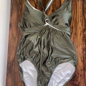 Stylish Olive Green One Piece Swimsuit
